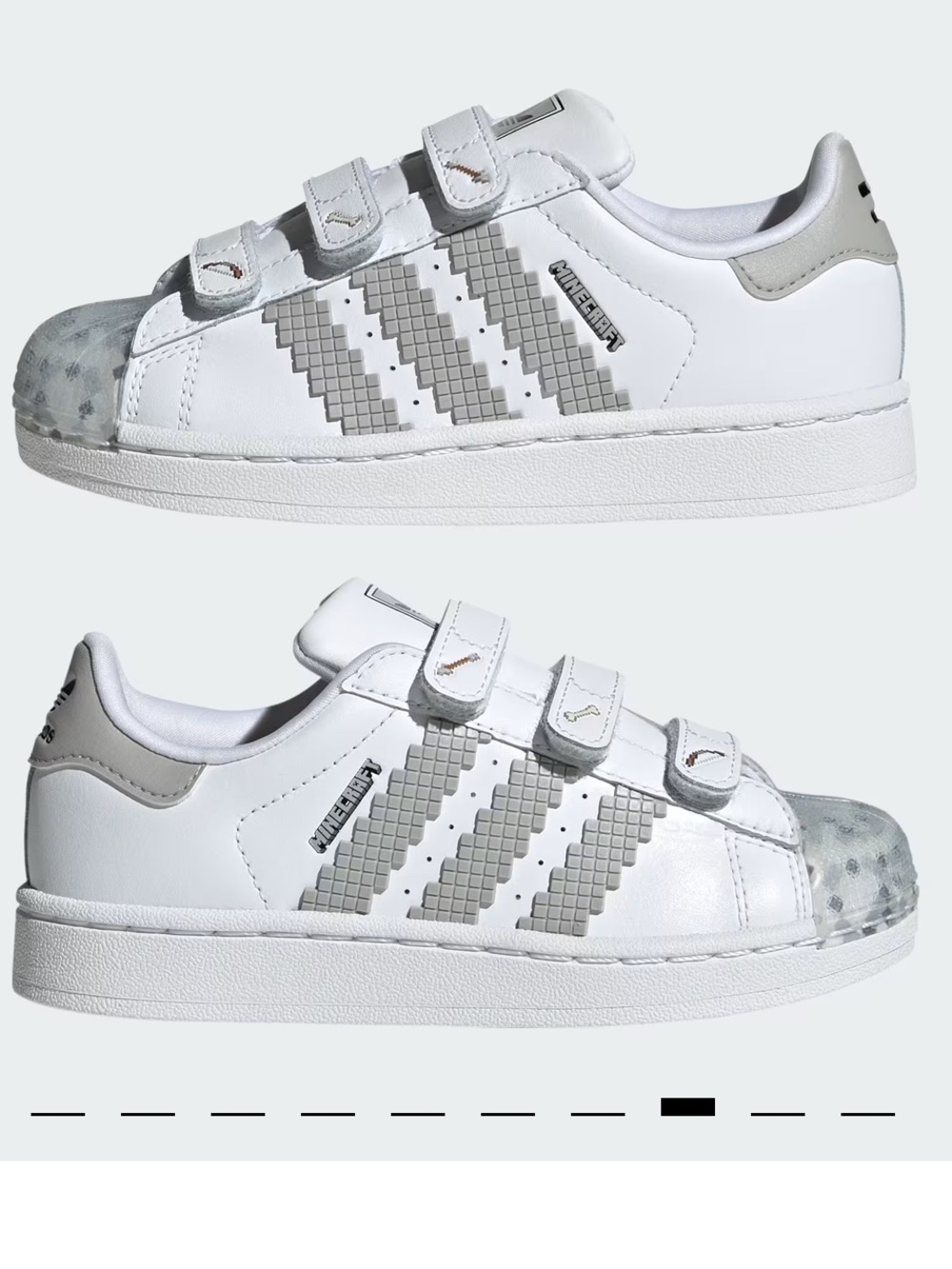 ADIDAS SUPERSTAR X MINECRAFT CHILDRENS (AGE 6-7) SHOES, SIZE US 12K, WHITE/GREY